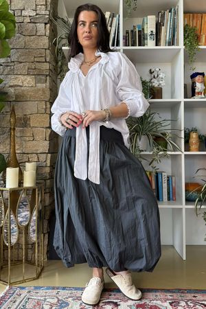 Paloma Bubble Hem Midi Skirt Charcoal 